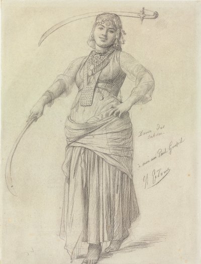 Sabre Dance (blyant på papir) av Jean Leon Gerome