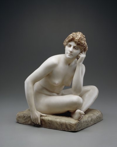 Sittende kvinne, ca. 1890/95 (marmor med original voks og polykrom) av Jean Leon Gerome