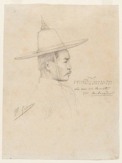 Studie for "Mottakelsen av de siamesiske ambassadørene i Fontainebleau" av Jean Leon Gerome