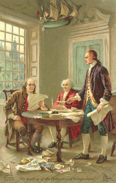 Utarbeidelse av USAs uavhengighetserklæring, Philadelphia, Pennsylvania av Jean Leon Gerome Ferris