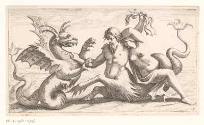 Triton med kvinne som kjemper mot et sjømonster av Jean Lepautre (attributed to)