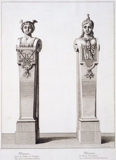 Byster av Merkur og Minerva av Louis Lerambert i Versailles, 1674 av Jean Lepautre