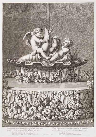 Fontene med to amoriner som rir på en kreps, designet av Jacques Houseau, i Versailles, 1677 av Jean Lepautre