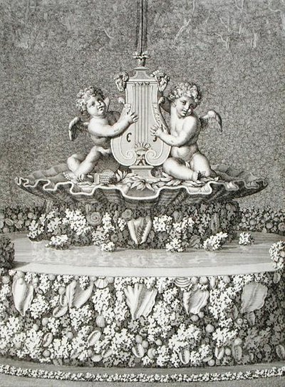 To amoriner som holder en lyre, en fontene i Versailles av Jean Lepautre