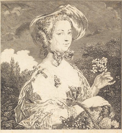 Marquise de Pompadour som en vakker jardiniere av Jean Louis Anselin after Carle Van Loo
