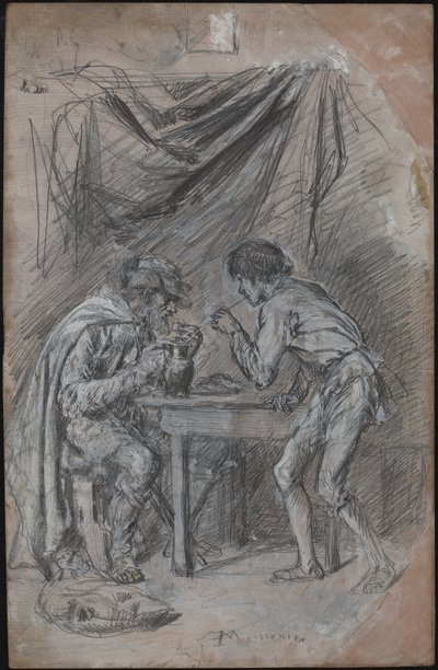 Lazarillo de Tormes stjeler drink fra en blind mann av Jean Louis Ernest Meissonier