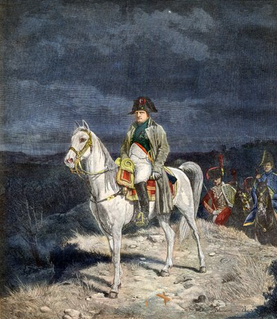 The Emperor Napoleon I of France on horseback 1814 - engraving after Meissonier. av Jean Louis Ernest Meissonier