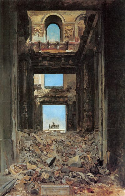 Ruinene av Tuileries-palasset etter kommunen 1871, 1877. av Jean Louis Ernest Meissonier