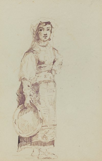 Kvinne med tamburin (verso) av Jean Louis Ernest Meissonier