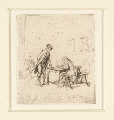 a Rapporten b Harlekin av Jean Louis Ernest Meissonier