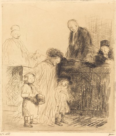 Kommer ut av høringen (første plate) av Jean Louis Forain