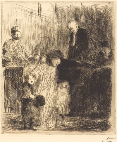 Kommer ut av høringen (første plate) av Jean Louis Forain