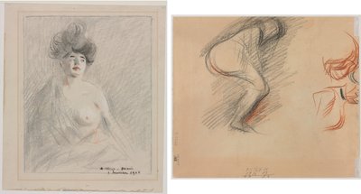 Courtesan (recto) figurskisser (verso) av Jean Louis Forain