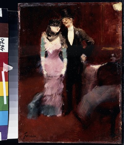 Avgang av et maskeball på Paris Opera. Maleri av Jean-Louis Forain (Jean Louis Forain av Jean Louis Forain