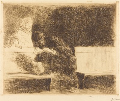 Advokat går gjennom en brief av Jean Louis Forain