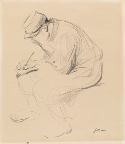 Le Poilu fransk soldat som skriver hjem, ca. 1900. av Jean Louis Forain