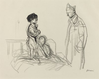 Mor og barn besøkt av soldat på sykehus av Jean Louis Forain