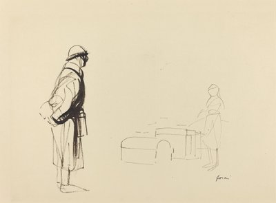 Poilu og sykepleier, ca. 19141919. av Jean Louis Forain