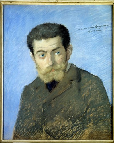 Porträt des französischen Schriftstellers Charles Marie Georges Huysmans genannt Joris Karl Huysmans (1848-1907) Pastell von Jean-Louis Forain (1852-1931) 19. Jahrhundert von Jean Louis Forain