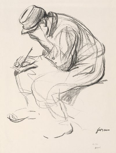 Krigsfange som skriver et brev. av Jean Louis Forain