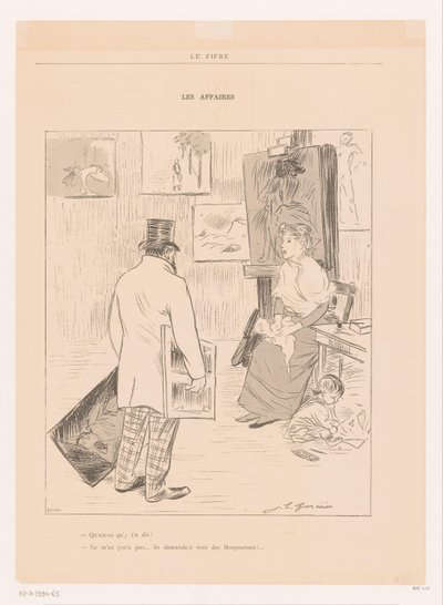 Malerfamilie i studio Les Affaires (tittel på objekt) av Jean Louis Forain
