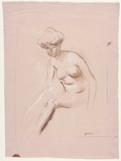 Sittende naken, fjerde kvartal 1800-tallet eller første tredje 1900-tallet. av Jean Louis Forain
