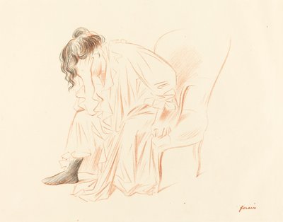 Sittende kvinne med hodet hvilende på høyre hånd av Jean Louis Forain