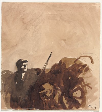 Soldat i en skyttergrav (recto) av Jean-Louis Forain