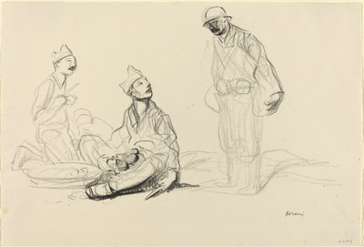 Soldater tilbereder et måltid av Jean Louis Forain
