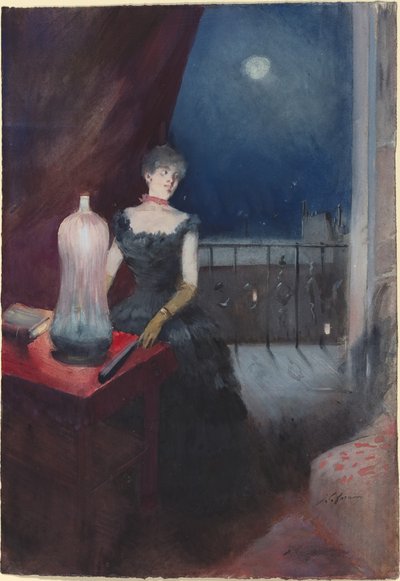 Stående kvinne med vifte, sannsynligvis 18801890. av Jean Louis Forain