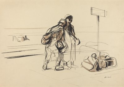 To franske soldater nær en oppslagstavle, ca. 19141919. av Jean Louis Forain