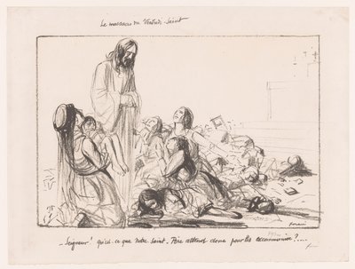 Kvinner i bombet kirke fordømmer Kristus Le massacre du Vendredi-Saint (tittel på objekt) av Jean Louis Forain