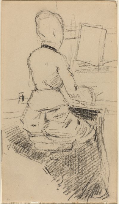 Ung kvinne som sitter ved et piano [recto], ca. 1890. av Jean Louis Forain