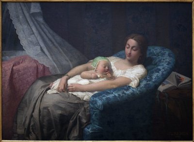 Den unge moren. Maleri av Jean Louis Hamon (1821-1874), Olje på lerret av Jean Louis Hamon