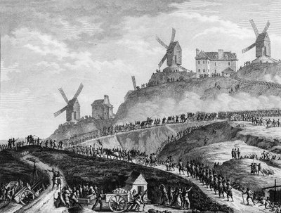 Fransk revolusjon: Canons de Paris dører til Montmartre 15. juli av Jean Louis II (after) Prieur