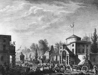 Den franske revolusjonen: Gratis adgang til barrieren i Paris 1. mai av Jean Louis II (after) Prieur