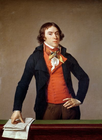 Bertrand Barere de Vieuzac (1755-1841) med dommen av Louis XVI (1754-93) 4. januar 1793 av Jean Louis Laneuville