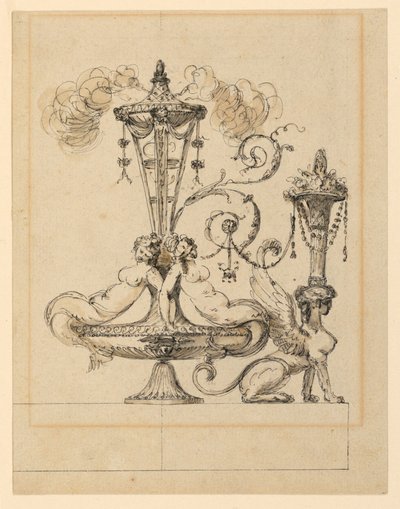 Design for en dekorativ arabesk av Jean Louis Prieur the Younger