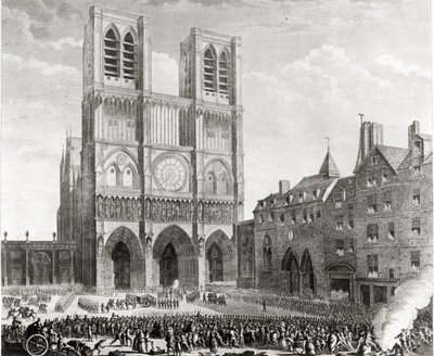 Thomas de Mahy (1744-90) Markis av Favras gjør ærefulle endringer før Notre-Dame, gravert av Pierre Gabriel Berthault (1737-1831) 1790 av Jean Louis the Younger Prieur