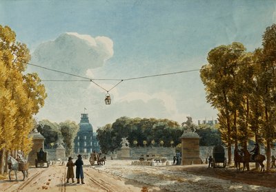 En utsikt over Tuileriene fra Champs-Elysees, av Jean Lubin Vauzelle