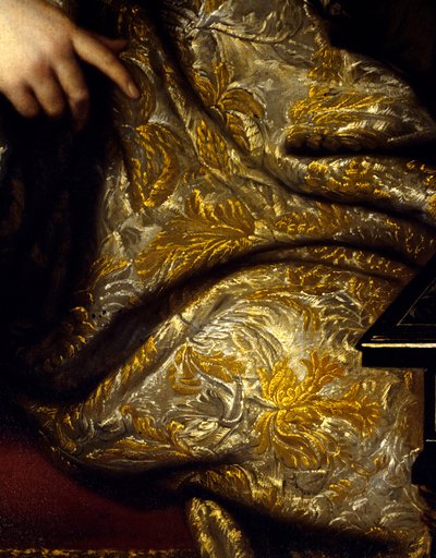 Portrett av Jean Baptiste (Jean-Baptiste) Colbert (1651-1690) seigneur Marquis de Seignelay, marineminister, sønn av Colbert. Detalj av draperier. Maleri av Marc Nattier (1642-1705) av Jean Marc Nattier