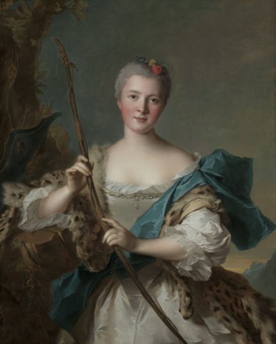 Portrett av en kvinne som Diana, 1752 av Jean Marc Nattier