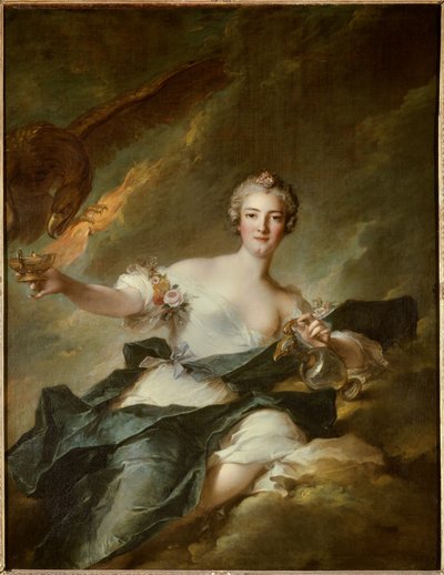 Portrett av hertuginnen av Chaulnes, representert i Hebe, fornuftens gudinne (Anne Josephe Bonnier de la Masson (1718-1787), kone til hertugen av Chaulnes) Det er representert med en ørn som symboliserer guden Jupiter - Maleri av Jean Marc ( Jean-Marc) Nat av Jean Marc Nattier