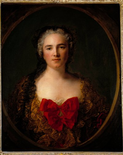 Portrett av markisen Louise Elisabeth De Dreux Breze Hun bærer en kjole utsmykket med rød knute - Maleri av Jean Marc (Jean-Marc) Nattier (1685-1766) 1749 Dim 0,73x0,59 m Douai musee de la Chartreuse av Jean Marc Nattier