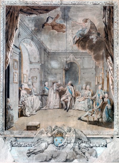 Mme Louise sier farvel til sønnen sin, 1772 av Jean Michel the Younger Moreau