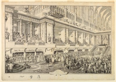 Ludvig XVI av Frankrike avlegger ed ved sin kroning av Jean Michel Moreau le Jeune
