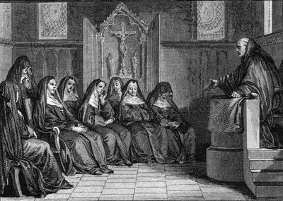 Abelard og Heloise: Pierre Abelard eller Abailard (1079-1142) ble munk i klosteret Saint Denis. Gravering av Jean Michel Moreau, dit Moreau le Jeune (1741-1814) av Jean Michel the Younger Moreau