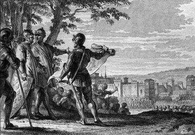 Kong Ludvig III (863-882) og Carloman II (867-884) som beleirer byen Wien, 883. Gravering av Jean Michel Moreau, dit Moreau le Jeune (1741-1814) av Jean Michel the Younger Moreau