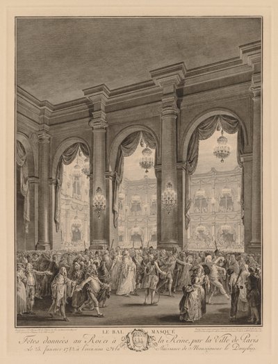 Maskeballet gitt på Hôtel de Ville, 23. januar 1782. av Jean Michel the Younger Moreau