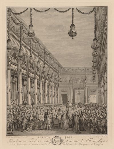 Den kongelige festen på Hôtel de Ville, 21. januar 1782. av Jean Michel the Younger Moreau
